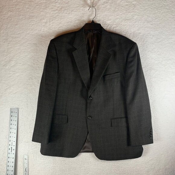 Ralph Lauren Men’s Two Button Houndstooth Blazer Jacket‎ 100% Wool Size 44S 9292 - Picture 1 of 13